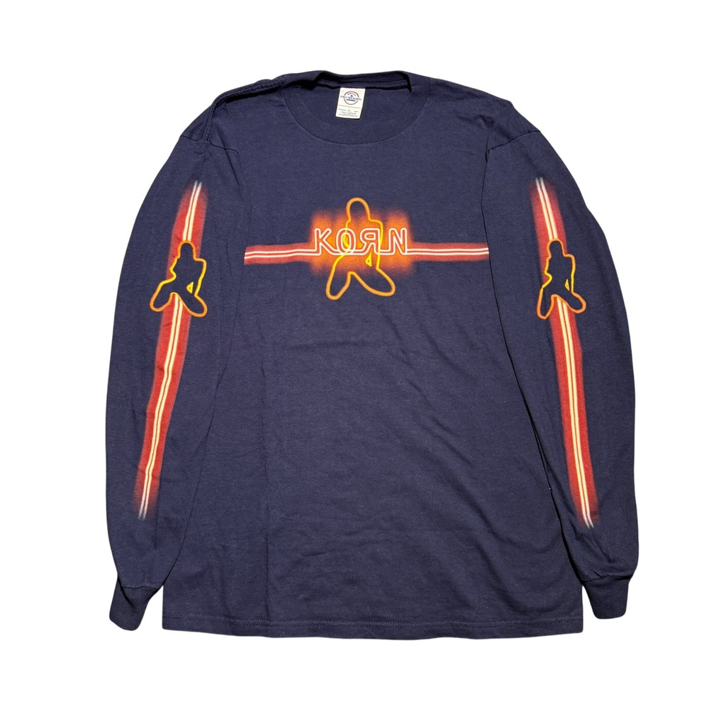 Vintage Korn Neon Long Sleeve Shirt Weight Graphic Tee Mens M